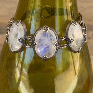 Chan Luu Sterling Silver Moonstone Link & 4 Strand Chain Bracelet